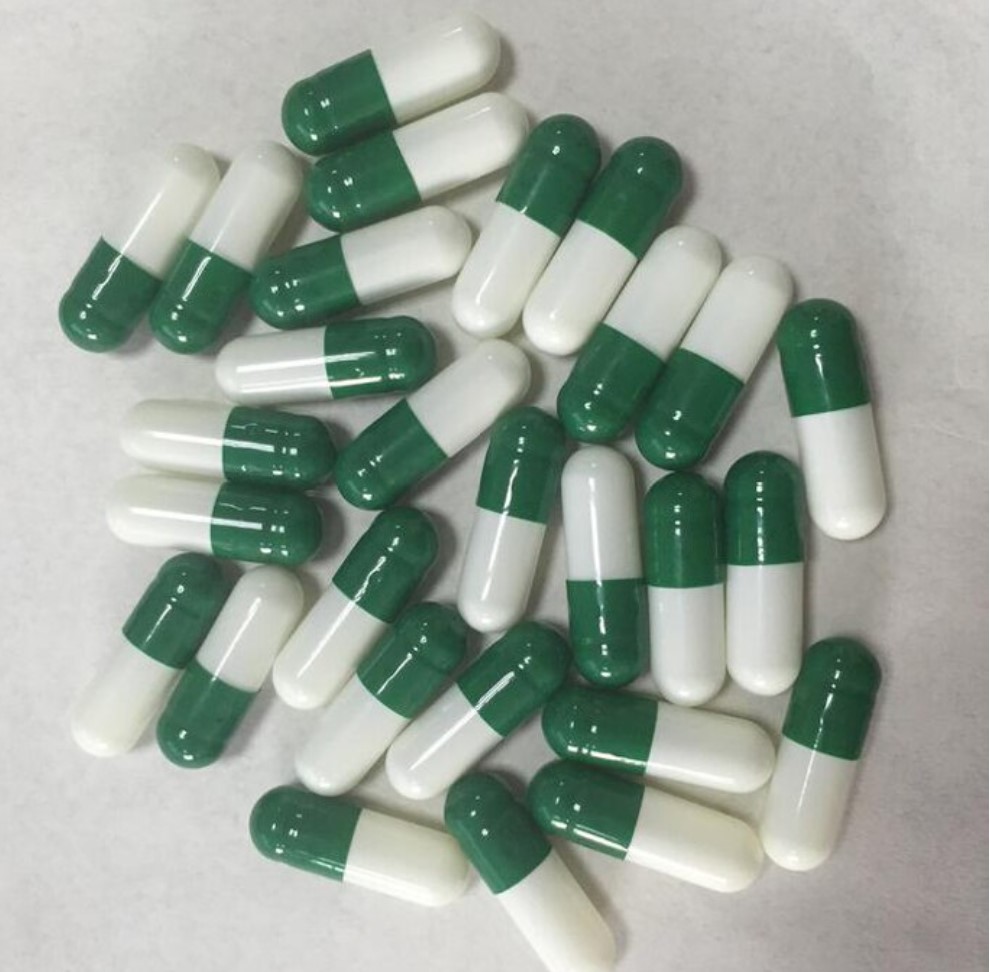 Capsula No. 1 cuerpo blanco y tapa verde. (Paquete de 1000 capsulas)